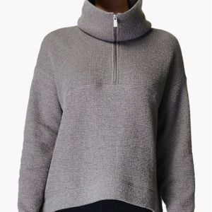 NWOT: Sweaty Betty Restful Bouclé Half Zip Pullover, Charcoal, M